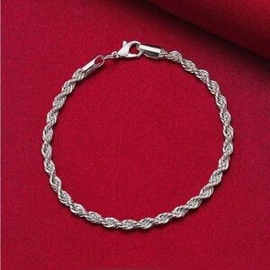 Luxury 925 Sterling Silver 8” Rope Twist Chain Bracelet – Elegant Timeless Shine